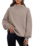 Trendy Queen Womens Oversized Sweatshirts Turtleneck Pullover Long Sleeve Hoodies Tops Fall Fashion Outfits 2026 Clothes CoffeeGrey M