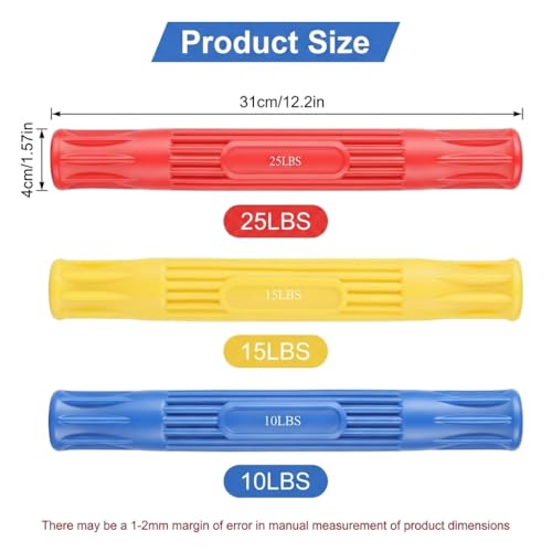 Image of Proberos 3Pack Hand Strength Trainer Bars, 31cm Power Twister Bar, Forearm Flexer Flexbar for Tennis Elbow, Golfers Elbow Pain Relief, Injury Rehab, Fitness & Travel Use