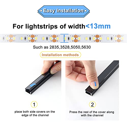 VST 10 Pack 3.3ft/1M LED Aluminum Channel U Shape with Smoke Transparent Clear Cover for Strip Lights Installation,Easy to Cut,Professional Look LED Strip Diffuser Cover Track