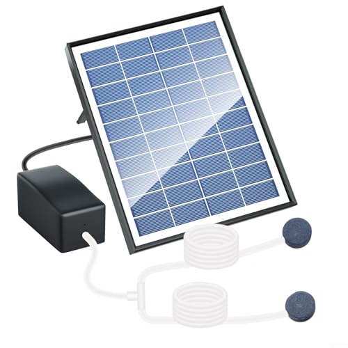 Aireador solar para estanque, 6 W, 10 V, bomba de aire solar para estanque, bomba aireadora solar con 2 piedras de burbujas de aire para piscina y estanque