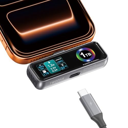 TWOPAN Magnetic Portable iPhone SSD for ProRes 4K 60fps Video, 1TB External Hard Drive Super Storage...