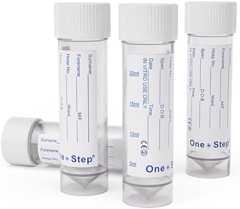 15 Urine Sample Bottles Specimen Pot Graduated Container with Lid & Label 30ml