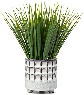Sztuczna roślina 24 cm, małe sztuczne rośliny, sztuczna trawa w doniczce, w doniczkach ceramicznych, dekoracyjne sztuczne rośliny wewnątrz, do domu, kuchni, biura, łazienki, dekoracja stołu