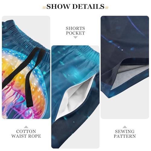 Jellyfish Blue Pajama Shorts for Men Lounge Pants Lounge Sleep Shorts Mens Sleep Shorts with Pockets, S-XXL4