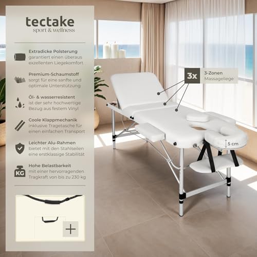 Kosmetikliege Tectake Massageliege 3 Zonen klappbar, höhenverstellbar