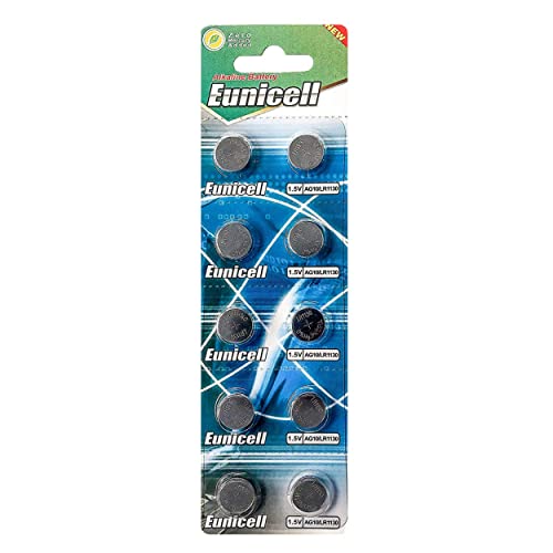 Set de 100 Pilas Botón Eunicell AG10 LR54 LR1130 1.5V miniatura 3