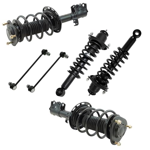 TRQ Front and Rear Suspension Kit Complete Strut & Coil Spring Assembly Shock & Spring Strut Assembly Sway Bar Stabilizer Link Compatible with 2014-2019 Toyota Corolla