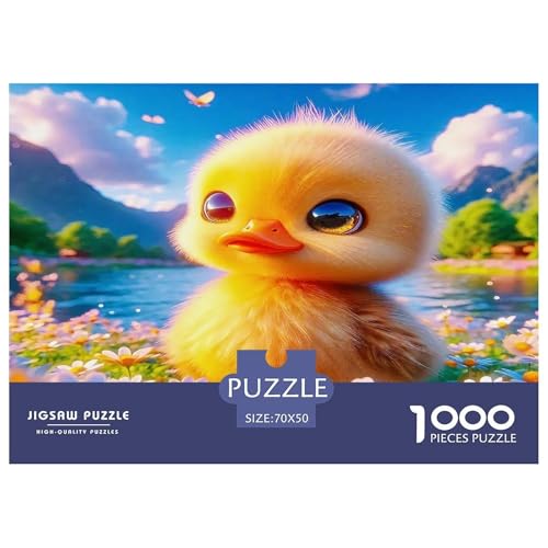 Puzzle de pato amarillo de 1000 piezas, el regalo de relajación perfecto con paisaje de lago