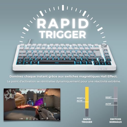 The G-Lab - KEYZ Elite 300 HE GRW - Tastiera Gamer Magnetica Hall Effect 75% USB AZERTY, 8000 Hz Rapid Trigger, Attivazione Regolabile 0,01 mm, PBT- Hot Swap, RGB & Macros Custom - Windows/Mac - Tastiera gaming - Immagine 3