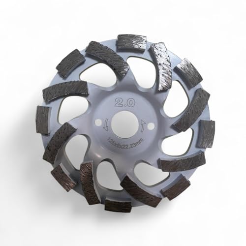 Disco Diamantato per Levigare 125 mm – Mola a Tazza Doppia Fila Ø125 Foro 22,23 – per Rimozione Colla, Massetto, Cemento, Pietra e Granito – per Smerigliatrice – Outillage Carreleur 2.0