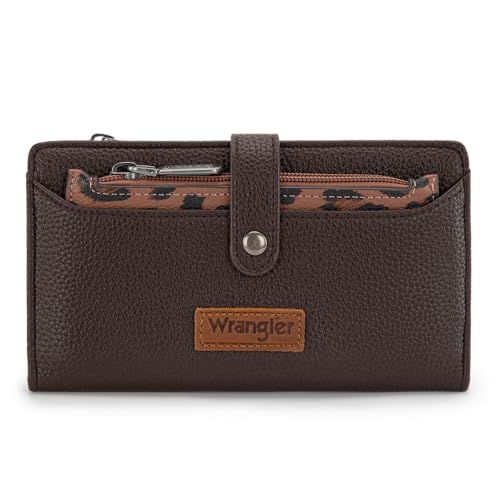 Montana West X Wrangler Wallet Women Bifold Wallets, Card Cases & Money Organizers Leopard Print Credit Card Wallet Ladies Female Western Wallets with RFID Lining and Coin Purse
