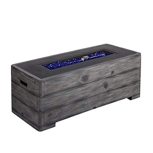 Veikous Fire Pit Table, Rectangular Firepit Propane Gas Outdoor Heater, Fire Table Outside Wood Grain, Patio Gas Fire Desk Auto-Ignition, Propane Burning Table #TOP8