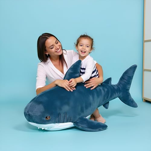 Image of Ryttir 47.2 Inch XXL Giant Shark Stuffed Animals,Chubbier Shark Pillow Soft Shark Plush Shark Body Pillow Stuffed Shark Decor, Perfect Chrismas Stress Relief Gift for Kids Women