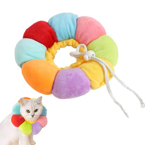 GNALIA Collerette Chat Anti Léchage Multicolore, Collier Élisabéthain Taille S Pour Chats Collier Médical Post-Opératoire Souple 1 Pièce
