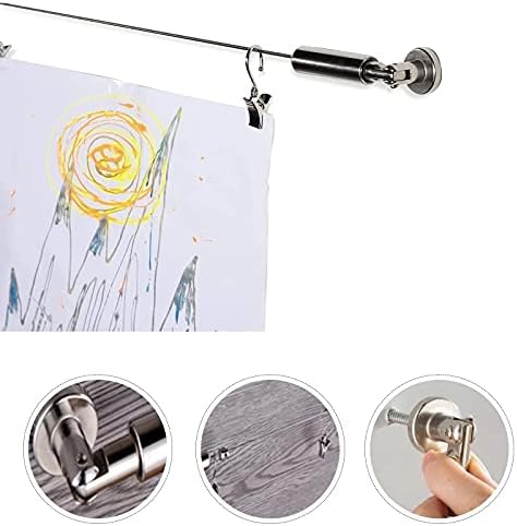 Rope Tension Set for Curtains, Curtain Drape Wire Rod Set with 24 Curtain Clips, Curtain Rope Line Kit for Shower Curtains, 5 M