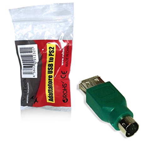 Vultech SA30424 Adattatore da PS/2 a USB Mouse e Tastiera Jack Maschio/Femmina convertitore Ricambio sostitutivo Plug