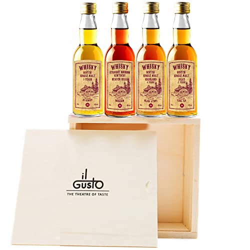 Miniature Whisky Gift Set 40 ml (Pack of 4) - Highland | Speyside | Irish | Bourbon