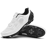 TvzsiY Einfachheit Fahrradschuhe Herren Atmungsaktive Outdoor Mountainbike Schuhe kompatibel mit Shimano SPD 2-Bolts-Pedalen, GanzjäHrig Einsetzbar,Weiß,39 EU