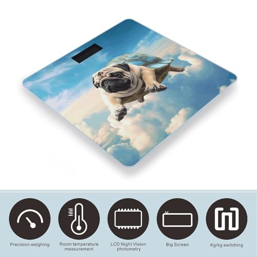 Báscula Digital de Baño Funny Turtle Pug Dog en vidrio templado miniatura 3