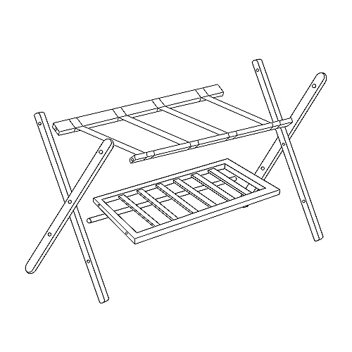 Relaxdays Kofferständer klappbar, 2er Set, Holz, HxBxT: 54 x 66 x 45 cm, 2 Ablagen, Kofferaufbewahrung Hotel, schwarz