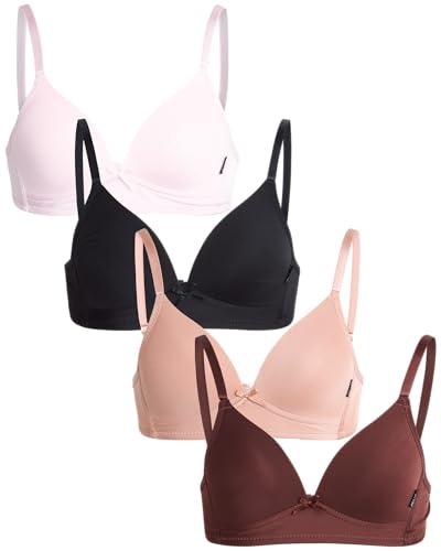 dELiA*s Girls Training Bras - 4 Pack A Cup Molded Bralette - Soft Wireless Training Bras for Girls (32A-36A)