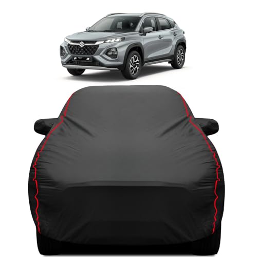 Image of Teenox Polyester Car Body Cover Compatible for Maruti Suzuki Fronx [2023-2026] All Variants | Heavy Stitched with Piping | All Weather Protection Cover - Black