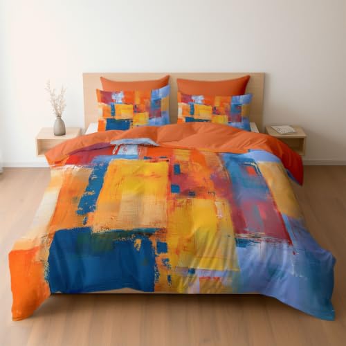 Parure de lit 2 personnes en microfibre infroissable art abstrait