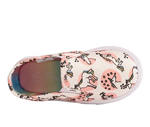 Paris Blues Hallie Unicorn Print Slip on Light Canvas Toddler Sneaker Sizes 5-104