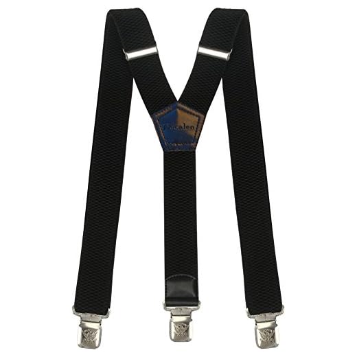 Decalen Tirantes Hombre Elásticos Ancho 40 mm con clips extra fuerte totalmente adjustable (Negro)