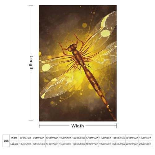 Couverture en flanelle douce au design abstrait de libellule jaune