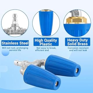 Triple Turbo Nozzle Pressure Washer, 360° Rotating Turbo Nozzle for Power Washer with 1/4" Quick Connector, 2.5 Orifice 3-in-1 Turbo Nozzle, 4000 PSI Max