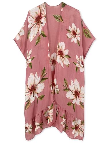 Image of Spicy Sandia Kimonos for Women Floral Beach Cover Up Loose Swimsuit Bathing Suit Coverup Cardigan for Summer Swimwear
