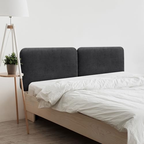 DHOME Tête de Lit Capitonnée Unie Arrondie en Tissu Aqualine pour Mur Têtes de Lit Acoustiques Absorbantes Tête de Lit Chambre (Noir, 160cm Dual)