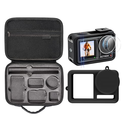 DJI 3 in 1 Accessories Kit Compatible with Dji Osmo Action 4, Includes Screen Protector, Carrying Case, Silicone Protect - Detailed View