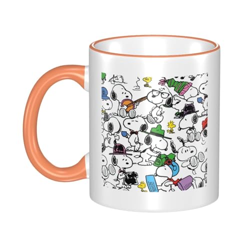 スヌーピー マグカップ 保温・保冷 電子レンジ対応 コーヒーカップ 陶器 セラミック 耐高温 軽量 個性人気 誕生日プレゼント大容量 Orange