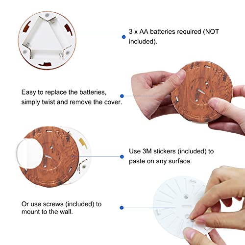 Image of LED Puck Lights with Wireless Remote, Dimmable Under Cabinet Lights with Timer, Battery Operated - For Kitchen, Bedroom, Under Counter, Hallway, Stairs (4 Pack Elmwood)