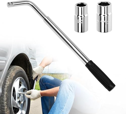 BTtime 車用 ホイールマスターレンチ L型レンチ 17/19/21/23mm タイヤ リムーバー 伸縮式ソケットタイヤナット パンク修理 タイヤ交換工具