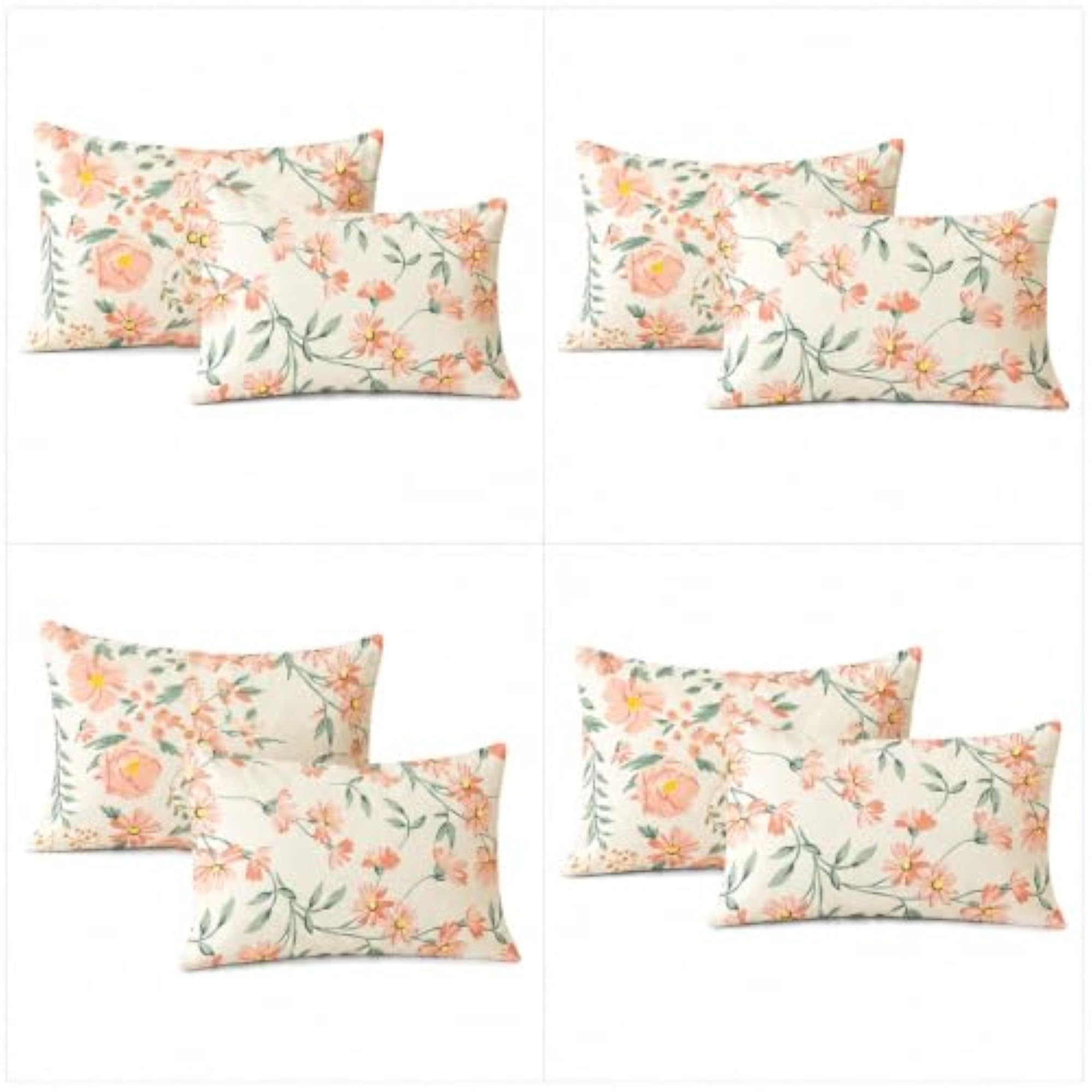 Polycotton Pillow Cover Set of 4, Soft Decorative