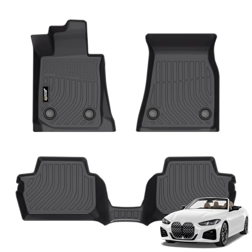 Jenofa-Car Floor Mats for BMW M4 Competition, M440i, 430i 2021-2025 Convertible All Weather Mats Automotive Floor Liner Custom Waterproof for 2024 BMW M440i Convertible Accessories (4416931,4416733)