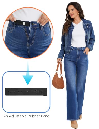 Image of PACBREEZE Women's Maternity Flare Jeans Mid-Rise Stretchy Bell Bootcut Jeans Denim Pregnancy Pants, S-XXL