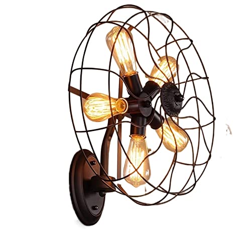 Lámpara de Pared de la Pared de la Pared de la Pared del Ventilador de Hierro Creativo de 5 Luces