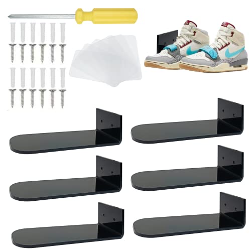 A&H Zier 6 Pack Schuh-Display Regal Schwimmende Schuh-Regal für Sneakers Display Wand montiert Schuh schwimmende Regal Acryl schwimmende Schuh-Regal Schuhe Rack für Showcase Cover