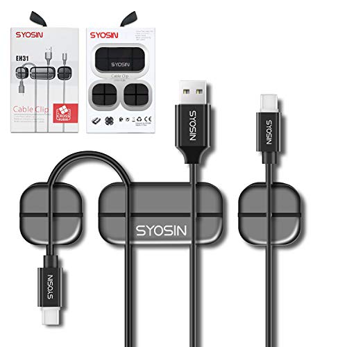SYOSIN 3 Pack Organisateurs de Câble, Clips de Câble, Gestion des Fils Adhésifs Pour Câble USB, Cordon d'alimentation, Fil, Maison et Bureau