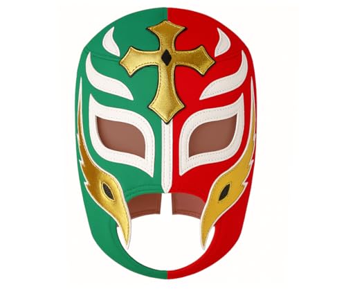 Escobar REY MYSTERIO Multicolor Red/Green Lucha Libre Wrestling Mask Costume Wear, Adult (One Size)