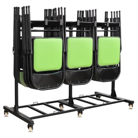 Graplans Folding Chair Rack Folding Chair Cart Folding Chair Storage Dolly, Single Tier Folding Chair Racks for Storage 500Lbs Capacity Heavy Duty Folding Chair Cart with Locking Rubber Wheels Cover