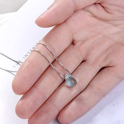 Collier cristal bleu chaîne clavicule argent 925 goutte d'eau