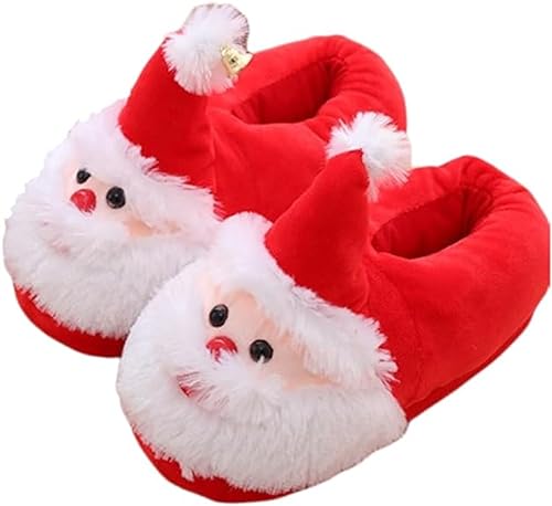 Unisex Christmas Slippers Santa Claus Slippers Cute Plush Adult Anti Slip House Loafers for Women Men
