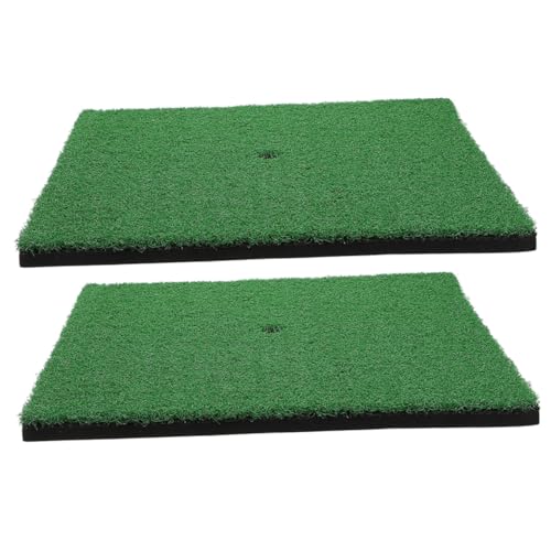 HEMOTON 2Pcs Golf Hitting Mat Artificial Turf Chipping Mats for Practice Durable Non Slip Golfing Training Rug for Beginners Golf