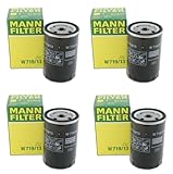 Set of 4 Engine Oil Filters Spin On W71913 For W124 W126 W201