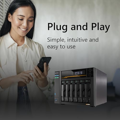 Image of Asustor Lockerstor 6 Gen3 AS6806T 6 Bay NAS, AMD Ryzen 3.8GHz Quad-Core, 16GB ECC DDR5, 4 M.2 NVMe Slots, Dual 5GbE & 10GbE Port, Network Attached Storage, Enterprise for Enthusiasts(Diskless)